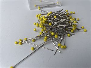Glashoved knappenåle - 10 gram i æske, gul